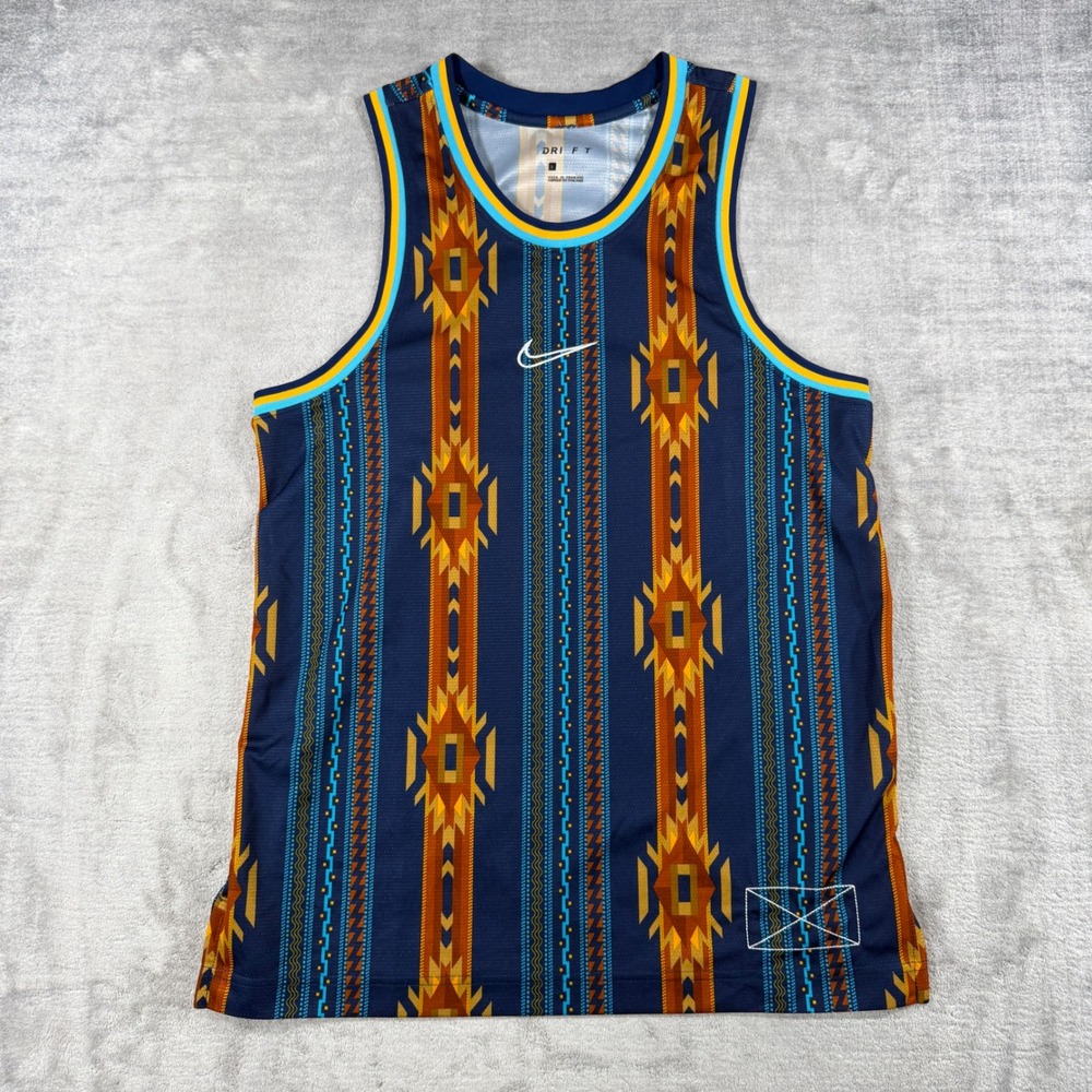 Nike Basketball Jersey Mens Large Blue Southwestern Aztec City Exploration Tank